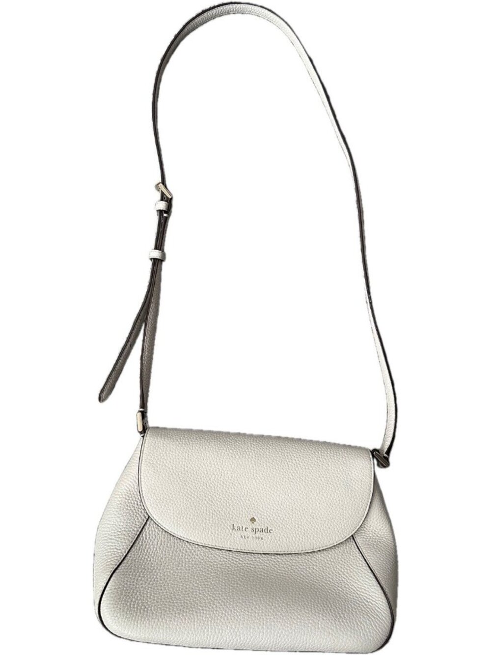 New Kate Spade Monica Flap Crossbody Purse Leather Medium Ivory White - Picture 2 of 13